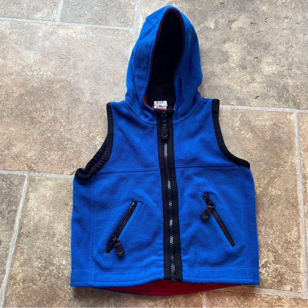 GAP Baby Blue Mesh-Lined Hoodie Vest